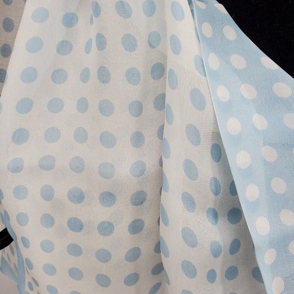 Classiques Entier Silk Chiffon Scarf Baby Blue Polka Dot Chiffon 20" Neckerchief - Picture 8 of 8